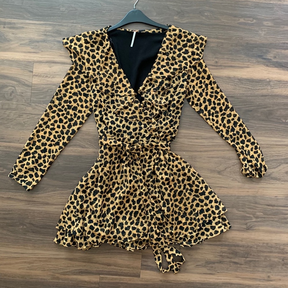 Free People Frenchie Printed Mini Wrap Dress